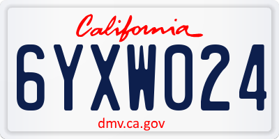 CA license plate 6YXW024