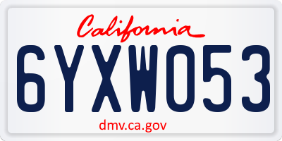CA license plate 6YXW053