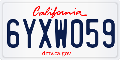 CA license plate 6YXW059