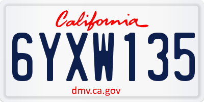 CA license plate 6YXW135