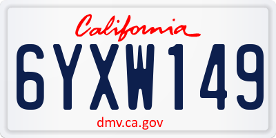 CA license plate 6YXW149