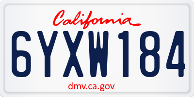 CA license plate 6YXW184