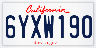 CA license plate 6YXW190