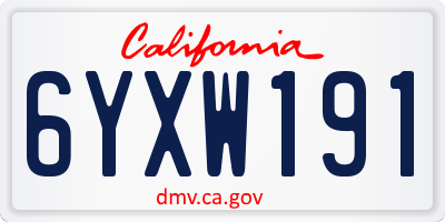 CA license plate 6YXW191