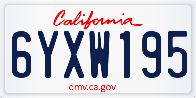 CA license plate 6YXW195