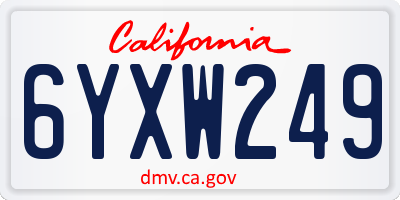 CA license plate 6YXW249