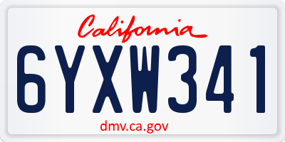 CA license plate 6YXW341