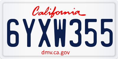 CA license plate 6YXW355
