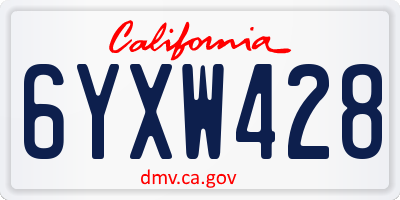 CA license plate 6YXW428
