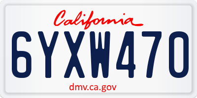 CA license plate 6YXW470