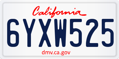 CA license plate 6YXW525