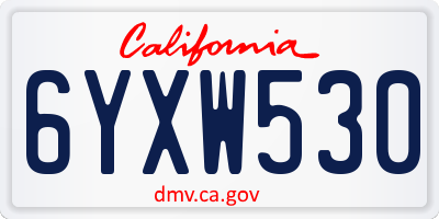 CA license plate 6YXW530