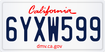 CA license plate 6YXW599
