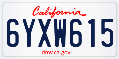 CA license plate 6YXW615