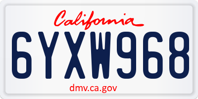 CA license plate 6YXW968