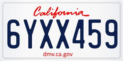 CA license plate 6YXX459