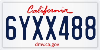 CA license plate 6YXX488