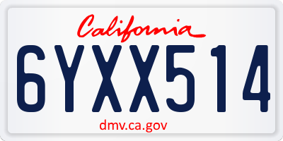 CA license plate 6YXX514