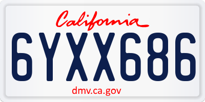 CA license plate 6YXX686