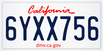 CA license plate 6YXX756