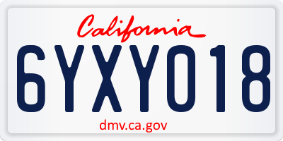 CA license plate 6YXY018