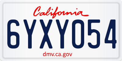 CA license plate 6YXY054