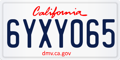 CA license plate 6YXY065