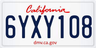 CA license plate 6YXY108