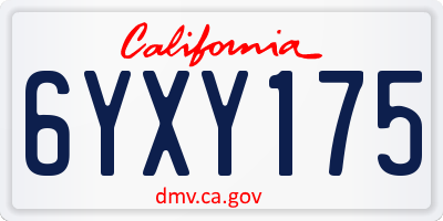 CA license plate 6YXY175