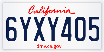 CA license plate 6YXY405
