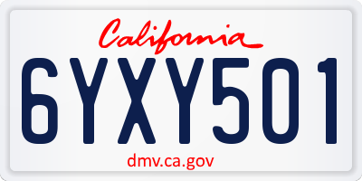 CA license plate 6YXY501