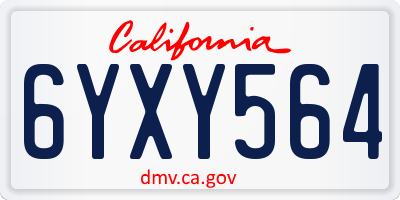 CA license plate 6YXY564