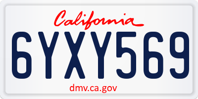 CA license plate 6YXY569