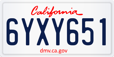 CA license plate 6YXY651