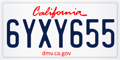 CA license plate 6YXY655