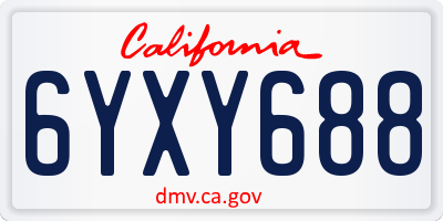 CA license plate 6YXY688