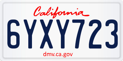 CA license plate 6YXY723