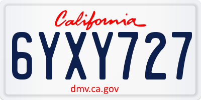CA license plate 6YXY727