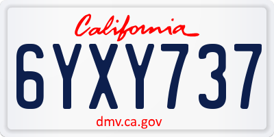 CA license plate 6YXY737