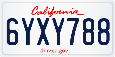 CA license plate 6YXY788