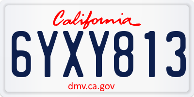 CA license plate 6YXY813