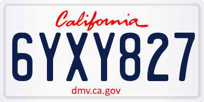 CA license plate 6YXY827