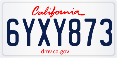 CA license plate 6YXY873