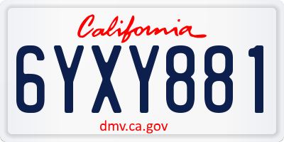 CA license plate 6YXY881