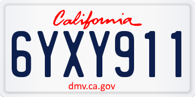 CA license plate 6YXY911