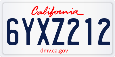 CA license plate 6YXZ212