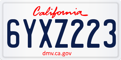 CA license plate 6YXZ223