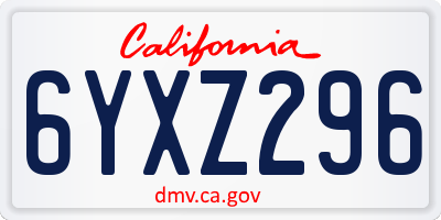CA license plate 6YXZ296