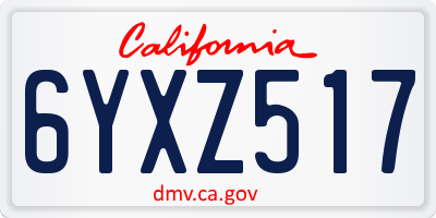 CA license plate 6YXZ517