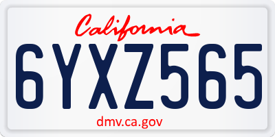 CA license plate 6YXZ565